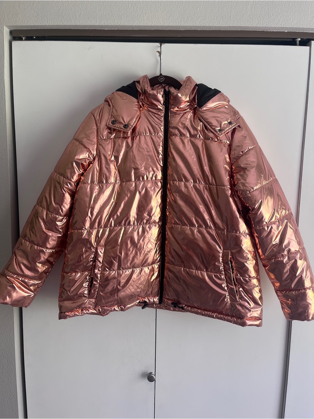 Metallic Rose Gold Puffer Jacket